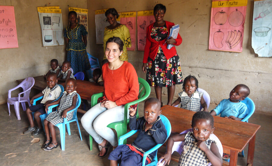 Uganda Participant with children in the classroom